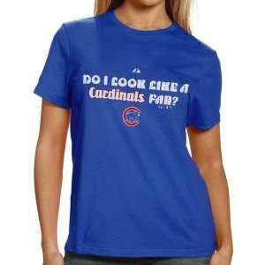  Majestic Chicago Cubs Ladies Royal Blue Look Like A Fan T 