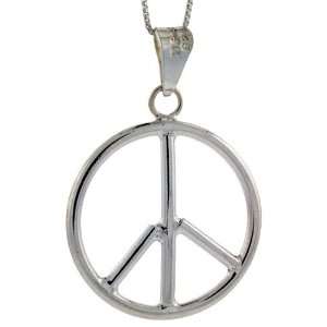   Sterling Silver Large Peace Sign Pendant, 1 9/16 in. (39mm) Jewelry