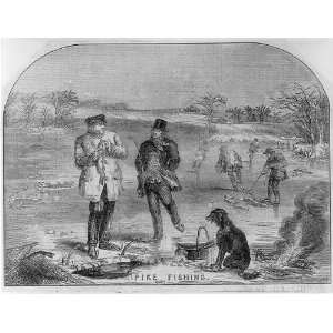  Pike Fishing,Men on ice skates fishing through ice,1854 