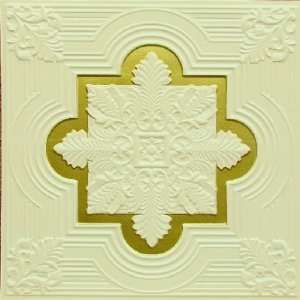  206 Faux Tin Drop In Ceiling Tiles 24x24   Cream Pearl 