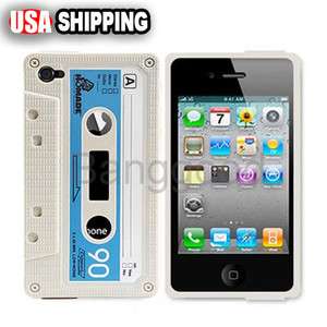  Retro Cassette Tape Silicon Case Cover for iPhone 4S 4G White  