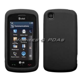 Black Silicone Case+Film + Charger for LG Encore GT550  