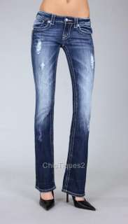 Miss Me Jeans Wish Upon a Shooting Star Silver Leather Denim Boot Cut 