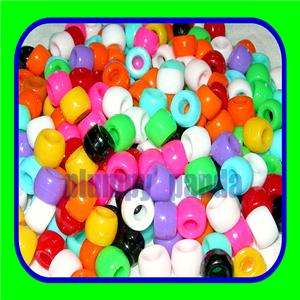 120 assorted mixed bright colors plastic pony beads 9mm  