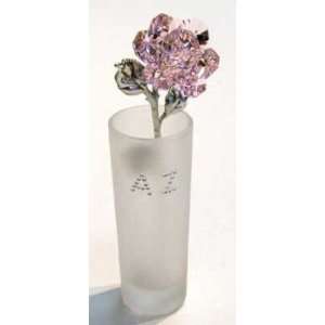  Crystal Rose in Frosted Vase with Initials