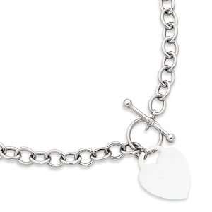  14k White Gold Heart Charm Necklace Length 18 Jewelry