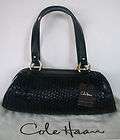 NEW Cole Haan BLACK Leather Weave Purse NWT Eve II Small Roll Bag 