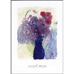  Blue Vase In Garden Poster Print