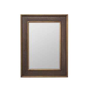  Wall Mirror Embossed Leather with Antique Gold Trim Frame 