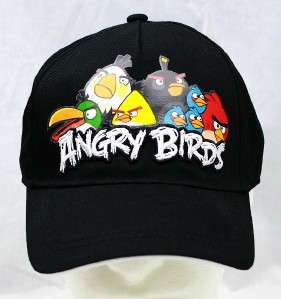 NWT ANGRY BIRD Kids Youth Boys Baseball Cap Hat   Black with Full 