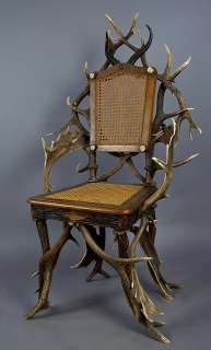 rareantler chair made of horns from the stag, deer and fallow deer.