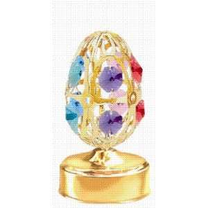  24K Gold Plated Crystal Egg Music Box Gold Base Color Crystal 