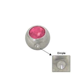   Surgical Steel Replacement Dimple Bead (5mm) with Pink Jewel Jewelry