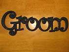 Wood Carved Groom Wedding Sign w/ Hangers on Back   Brand New   Black 