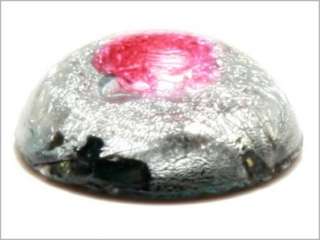 ANTIQUE RED PEACOCK EYE GLASS STONE FOIL CABOCHON 11mm  
