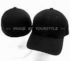 Black Fitted Curved Bill Plain Solid Blank Pro