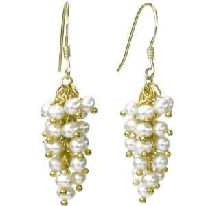   Cultured Pearl Bunch 18k Yellow Gold Overlay Sterling Silver Earrings