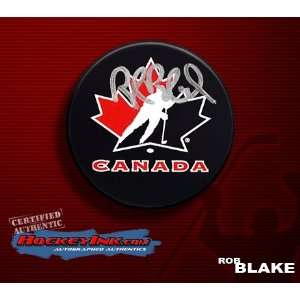  Rob Blake Team Canada Autographed/Hand Signed Hockey Puck 