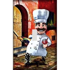   Italian Chef with Wine Decorative Switchplate Cover