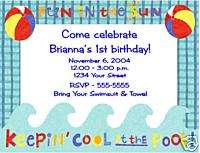 Pool Swimming Swim Birthday Party Invitations Custom  