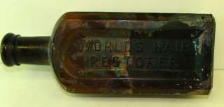 Vintage Mrs S.A. Allens Worlds Hair Rest Amber Bottle  