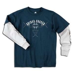  adidas YOUTH 2 in 1 Zulu LS T Shirt (Navy) Sports 