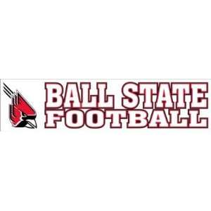 MAGNET B BALL STATE OVER FOOTBALL WITH LOGO TO LEFT   12 x 3  