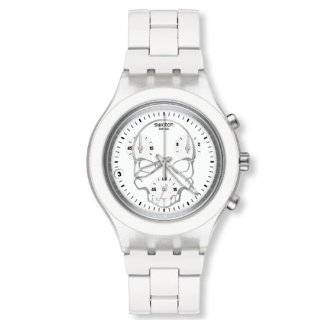 Swatch Mens SVCW4000AG White Aluminum Swiss Quartz Watch with White 