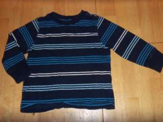   OLD NAVY Blue White STRIPED Tee LONG SLEEVE SHIRT Top Cotton 2T K631