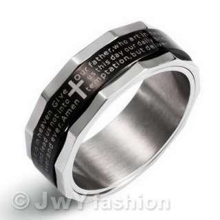 Bible MENS Stainless Steel Ring Cross ve193 Size 8 12  