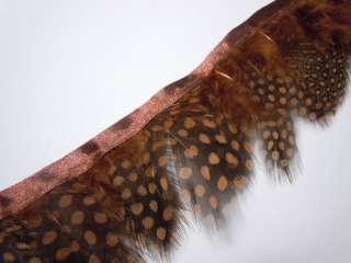 F312 PER FEET Brown Guinea Hen Hackle feather fringe Trim Fascinator 