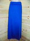 New Fold over Stretch Blue Long Maxi flare knit Skirt womens sizes S M 