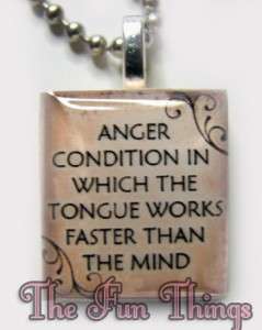 INSPIRATIONAL SAYING ANGER SCRABBLE TILE PENDANT FOR NECKLACES 