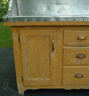ANTIQUE AMISH HIGH BACK DRY SINK YELLOW CRACKLE PAINT  