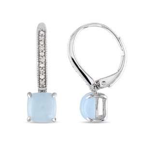   Aquamarine 0.05 CT TDW Diamond Dangle Earrings (G H, I1 I2) Jewelry