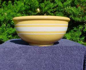 Medium Yellow Ware White Slip Banded Bowl, Nesting Set  