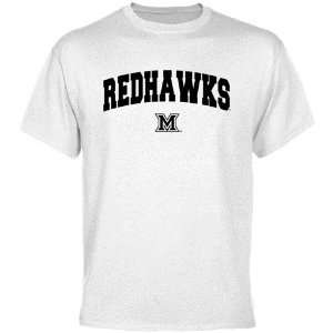  Miami University RedHawks White Logo Arch T shirt Sports 