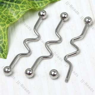Stainless Steel Tongue Ring Industrial Barbell Bar 14ga  