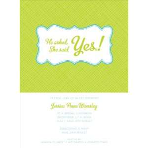   Crosshatch Bookplate Lime Engagement Party Invitation