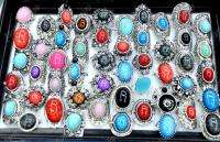 Wholesale Lot 25 multicolor gemstone Tibet silver rings  