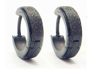Stainless Steel Black Hoop Huggie Earrings Stud V8 new  