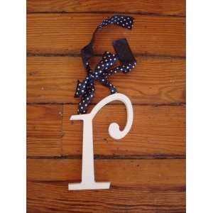     On Sale Wooden Hanging Letters   R   Black White Dot Ribbon Baby