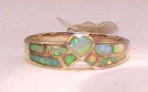 Petite Red Blue Fire Opal Ladies Sterling Ring 7 $180  