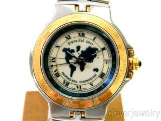   Parsifal GMT Stainless 18K Gold World Time Mens Auto Watch NR  
