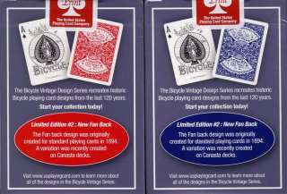 VINTAGE Bicycle NEW FAN Back Playing Cards Red & Blue  