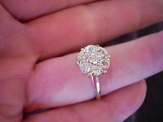 14K White Gold 1/2 CT Diamond Cluster Ring Size 6 3/4  