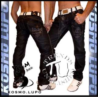   33 34 35 36 37 New Mens Kosmo Lupo Italian Designer Black Jeans  