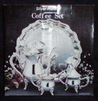 pc Silver Plated Coffee Set/Tray Brand New In Box 7 Tea Pot Child 
