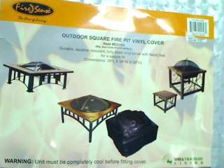 Fire Sense High Square Outdoor Fire Pit Table Vinyl Cover with Felt 