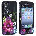 Red/ Purple Flower Snap on Rubber Coated Case for Apple iPhone 4/ 4S